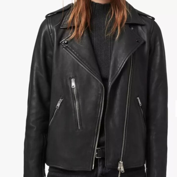 EUC Allsaints Elva leather jacket sz 2 - Picture 9 of 11
